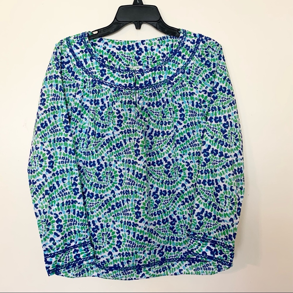 Vineyard Vines Blue Green Cotton Blouse Size XS